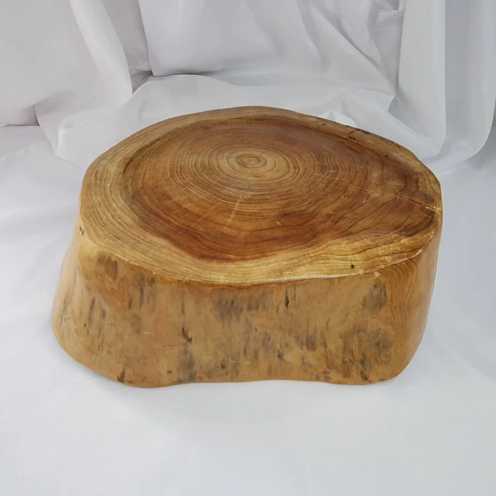 VTG Real Wood Tree Stump Root Bowl Large Handcrafted Wooden Decorative Bowl